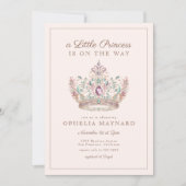 Invitation Pink Gold Princess Baby shower Fairytale (Devant)