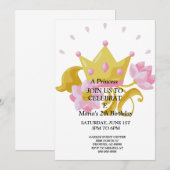 Invitation Pink & Gold princess birthday invitation. (Devant / Derrière)
