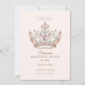 Invitation Pink Gold Princess Crown Fairytale Anniversaire (Devant)