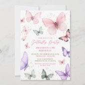Invitation Pink Gold Purple Butple Party Anniversaire (Devant)