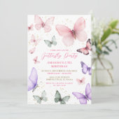Invitation Pink Gold Purple Butple Party Anniversaire (Debout devant)