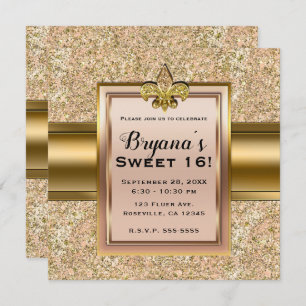 Invitation Pink & Gold Sparktery Fleur de lis
