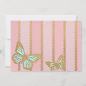 Invitation Pink Gold Stripes et Buterfly 21e anniversaire (Dos)