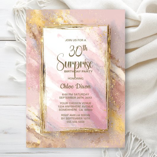 Invitation Pink Gold Surprise 30th Birthday Party