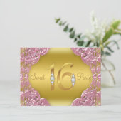 Invitation Pink Gold Sweet 16 Party (Debout devant)