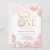 Invitation Pink Gold Sweet One Donuts 1er Anniversaire Invita (Devant)