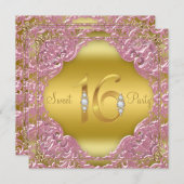 Invitation Pink Gold Swirl Fancy Sweet 16 Party (Devant / Derrière)
