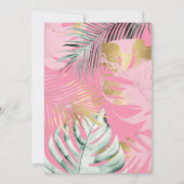 Invitation Pink & Gold Tropical Feuilles Anniversaire Pool Pa (Dos)