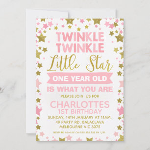 Invitation Pink Gold Twinkle scintiller Little Star Anniversa