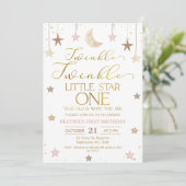 Invitation Pink Gold Twinkle Twinkle Little Star Anniversaire (Debout devant)