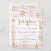 Invitation Pink Gold Un petit Snowflakes est en route (Devant)