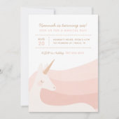 Invitation Pink Gold Unicorn Aquarelle fille fête d'anniversa (Devant)