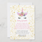 Invitation Pink Gold Unicorn Baby Sprinkl (Devant)