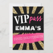 Invitation Pink & Gold VIP PASS Girls Sleepover Adolescent Gi (Dos)
