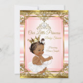 Invitation Pink Gold White Pearl Princess Baby shower Dark 2 (Devant)