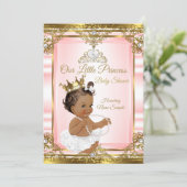 Invitation Pink Gold White Pearl Princess Baby shower Dark 2 (Debout devant)