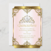 Invitation Pink Gold White Pearl Princess Quinceanera (Devant)