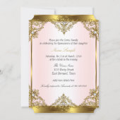 Invitation Pink Gold White Pearl Princess Quinceanera (Dos)