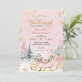 Invitation Pink Gold Winter Onederland 1er Anniversaire Forêt (Debout devant)