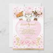 Invitation Pink Gold Woodland Baby shower d'amour par courrie (Devant)