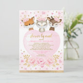 Invitation Pink Gold Woodland Baby shower d'amour par courrie (Debout devant)