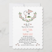 Invitation Pink Golf à thème Floral et Coeurs Mariage (Devant)