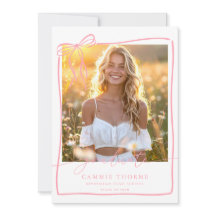 Pink Graduation Announcement Card Photo Grad Party