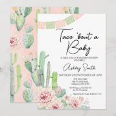 Invitation Pink Green Cactus Taco sur un Baby shower bébé (Devant / Derrière)