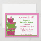 Invitation Pink Green Cake (Devant / Derrière)