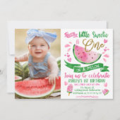 Invitation Pink Green Gold One In A Melon Photo 1er anniversa (Devant)