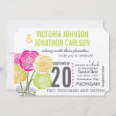 Invitation Pink Green Jaune photo Floral ModernTypographie (Devant)