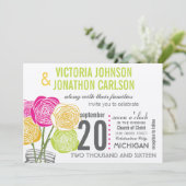Invitation Pink Green Jaune photo Floral ModernTypographie (Debout devant)