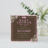 Invitation Pink & Green Lush Floral Baby Shower Invite (Debout devant)
