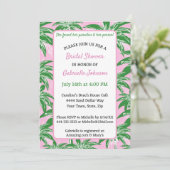 Invitation Pink Green Palm Tree Preppy Summer Shower Party (Debout devant)