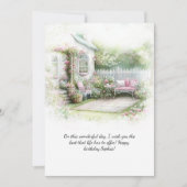 Invitation Pink Green Patio Garden Setting Birthday | (Devant)