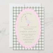 Invitation Pink & Green Preppy Silly Goose Baby shower (Devant)