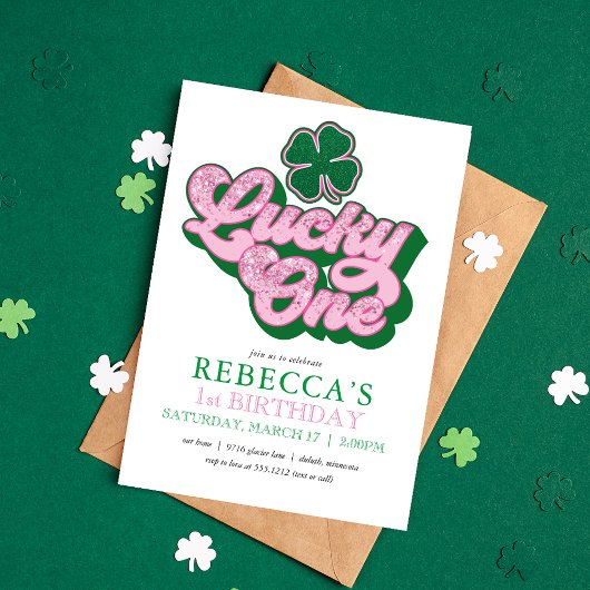 Invitation Pink Green St Patrick' Lucky One Premier Anniversa