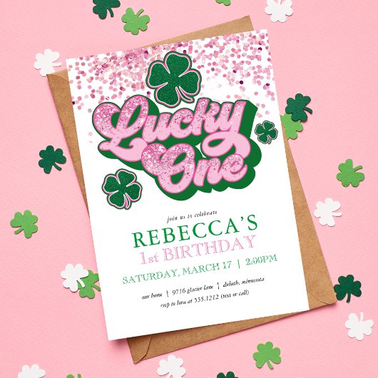 Invitation Pink Green St. Patrick's Lucky One Premier Anniver