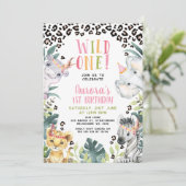 Invitation Pink Green Tribal Wild Un 1er anniversaire (Debout devant)