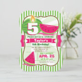 Invitation Pink & Green Watermelon, fête d'anniversaire pour (Debout devant)