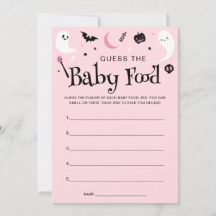 Invitation Pink Halloween Baby shower Baby Food Game Card