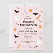 Invitation Pink Halloween Citrouille Soirée de Carving Annive (Devant)