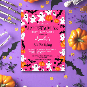 Invitation Pink Halloween fête d'anniversaire éffrayante spot
