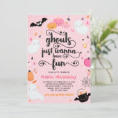 Invitation Pink Halloween Ghost Girl Anniversaire Costume fêt (Debout devant)