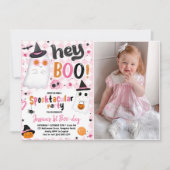 Invitation Pink Halloween mignonne Fantôme 1er Anniversaire P (Devant)