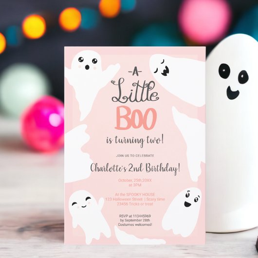 Invitation Pink Halloween petits fantômes de boite enfant 2e 