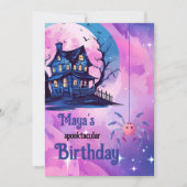 Invitation Pink Halloween Spider mansion éffrayante 4e annive (Devant)