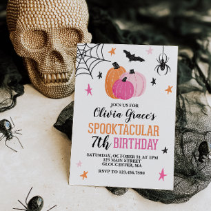 Invitation Pink Halloween Spooktacular Girl Anniversaire
