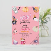 Invitation Pink Halloween Spooky One 1st Birthday Party (Debout devant)