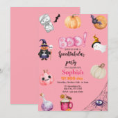 Invitation Pink Halloween Spooky One 1st Birthday Party (Devant / Derrière)